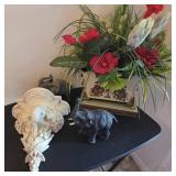 Decorative Elephant and Tin Vase Lot