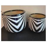 2 Zebra Ceramic Planters