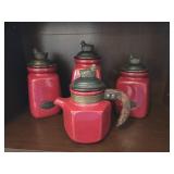 Red & Brown Ceramic Chicken Set