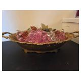 Brass Dish with Pink Grapes