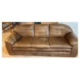 Vtg Leather Sofa in Brown Finish