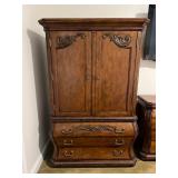 Vtg Wooden Armoire With Carved Details