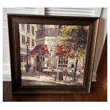 Framed Artwork of Cafe Street Scene