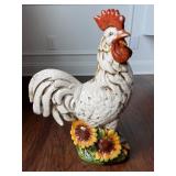 Vtg Ceramic Rooster Figurine with Sunflowers