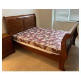 Wood Sleigh Bed Frame and Mattress