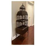 Vtg Metal Birdcage With Drawer