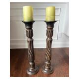 Vtg Wooden Candle Holders