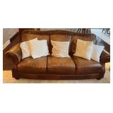 Brown Leather Sofa with Nailhead Trim