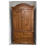 Vtg Wooden Armoire With Carved Detail