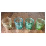 4 Vtg Colored Glass Tumblers