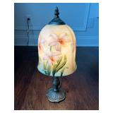 Glass Table Lamp with Floral Motif
