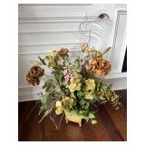 Artificial Floral Arrangement in Gold Vase