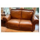 Vtg Leather Loveseat with Nailhead Trim