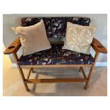 Vtg Wooden Bench With Cushion Seating