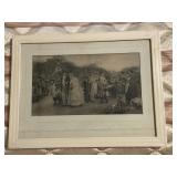 "The Village Wedding" Antique Lithograph-16.5" x 1