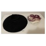 2 VTG Ladies Hats-Wool Hat With Wide Brim &