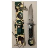 Camouflage Fixed Blade Hunting Knife W/Sheath