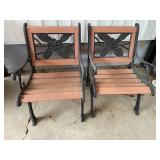 2 Cast Iron and Slat Wood Patio Chairs-Cont.