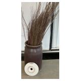 Antiq. Brown Stoneware Butter Churn No. 5 W/Lid