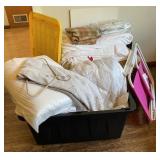 Various Linens, Green Ottoman, & Beach Chair