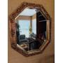 Octagonal Mirror w/ Ornate Gold Frame