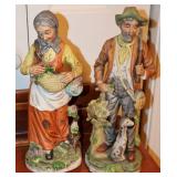 Vtg Ceramic Farmer & Wife Figurines