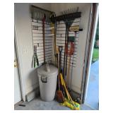 Yard Tools and Trash Bin