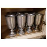 12pc Vtg Pewter Goblet Collection