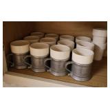 12pc Pewter Mugs & 14pc Ceramic Inserts