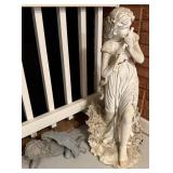 2pc Cherub & Girl Statues