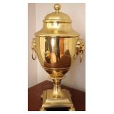 Vtg Brass Urn w/Lion Handles