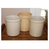Three Vtg Stoneware Crocks
