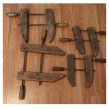 Vtg Wooden Hand-Screw Clamps