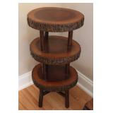 Vtg Rustic Three-Tier Wood Shelf