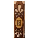 Vtg Wooden Wall Hanging With Initial H