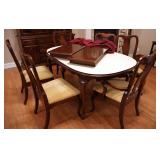 Vtg Wood Dining Set with Chairs & Leafs