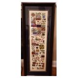 Framed Vtg Sampler Cross-Stitch Art