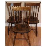 3 Vtg Wooden Dining Chairs