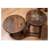 Vtg Wooden Stools With Floral Design