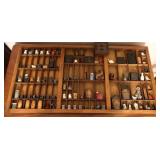 Vtg Wooden Printers Tray w/Decor Pieces