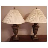 2pc Ornate Table Lamps with Shades