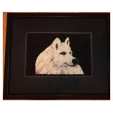 Framed Wolf Needlepoint Artwork