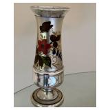 Hand-Painted Silver-Tone Glass Vase