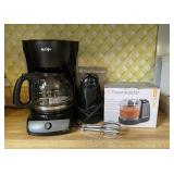 Coffee Pot, Hand Mixer, & Mini Chopper
