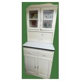 VTG White Hoosier Cabinet & Contents