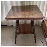 Vintage Wood 2-tiered End Table W/ Carved Legs