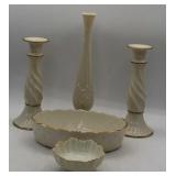 Lenox Porcelain Vase, Bowl, and Candleholders Set