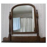 Vntg Wooden Wall Mirror with Shelf and Spindles