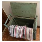 Rare 1930s Whitney Wood Woven Wicker Bench Clothes