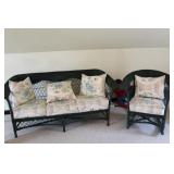 Green Wicker Furniture Set With Cushions
